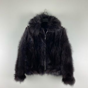 High Neck Black Silver Fox Real Fur